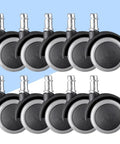 Grey Caster Wheels 10pcs Inch for Office Chair and Sofa, plastic design with smooth rolling surface for furniture use.