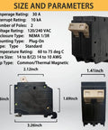30 Amp Two Pole Molded Case Circuit Breaker Three Quarter Inch Plug In Type 120 240 Volts Thermal Magnetic Protection 10KA