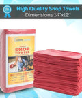 Industrial Grade Cotton Shop Towels 14 By 12 Inches 500 Pack Reusable Cleaning Rags For Grease Bustin Oil Spills And Tool Cleanup