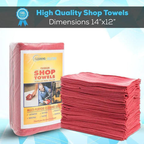 Industrial Grade Cotton Shop Towels 14 By 12 Inches 500 Pack Reusable Cleaning Rags For Grease Bustin Oil Spills And Tool Cleanup