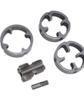 Powerful Electric Drill Compatible Pvc Pipe Threader Kit With Three Die Sizes and Nine Piece Reusable Thread Maker Set For Plumbing Projects Home Improvement Tasks And Steel Pipe Threading Work Made Easy - Three die sizes and cutter set.
