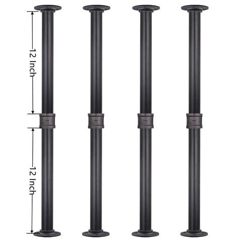 Straight Up Heavy Duty Industrial Pipe Table Legs Four Piece Twenty Six Inch Tall One Inch Diameter Sturdy Steel Frame Kit.