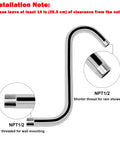 Diagram of S Shaped Shower Arm Riser Extender With Flange For One Half Inch Connection Ten Inch Chrome Bathroom Accessory