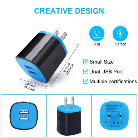 Heavy Duty Usb C Car Charger With Fast Charging Cable Set Dual Port Quick Charge Adapter with dual USB ports and compact design.