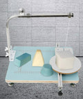 Pro Grade Hot Wire Foam Cutter With Adjustable Angle Table For Styrofoam Crafting Working Table Tool For Foam Model Making And Sponge Carving Stepless Temperature Control From 50 To 300 C, showing a cutting demonstration setup with foam on the table.
