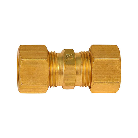 Heavy Duty Rock Solid Brass Compression Union Elbow Pipe Fitting One Half Inch 90 Degree Connector Seals Copper Aluminum And Plastic Tubing Zero Drip Shop Ready Hardware 10 Pack view of brass fitting