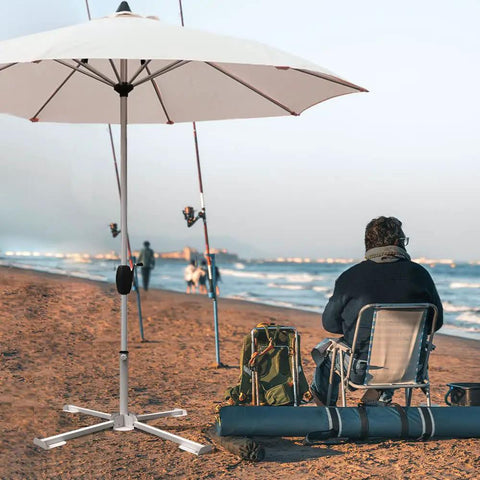 beach umbrella stand for patio AMMSUN Portable Steel Foldable with additional water bag Fiberglass Ribs Super Tough Foldable Portable Beach