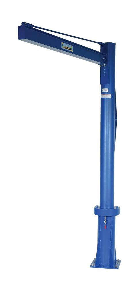Heavy Duty Transportable Multi Station Jib Crane Crushing 1000 Pounds Like A Boss Along A Smooth 10 Foot Arc For Quick Warehouse Layout Relocations And Storage, blue color, standing upright, 6-foot beam