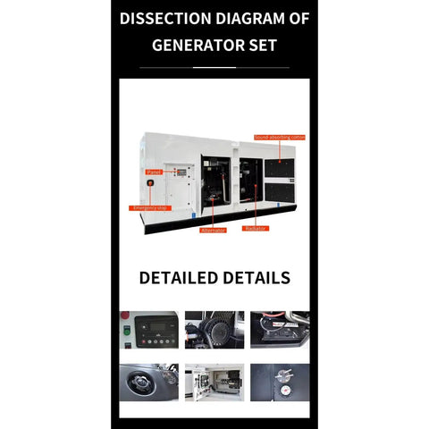 Dissection diagram of Ultra Quiet High Power Portable Generator Set For Home Backup, Marine Use, And Construction Sites showing components