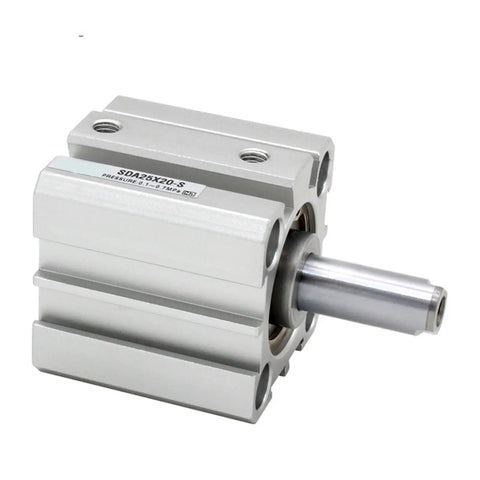SDA50 Air Pneumatic Cylinder Double Acting Compact Linear Actuator with 5 to 100 mm stroke, metal body, shown angle view