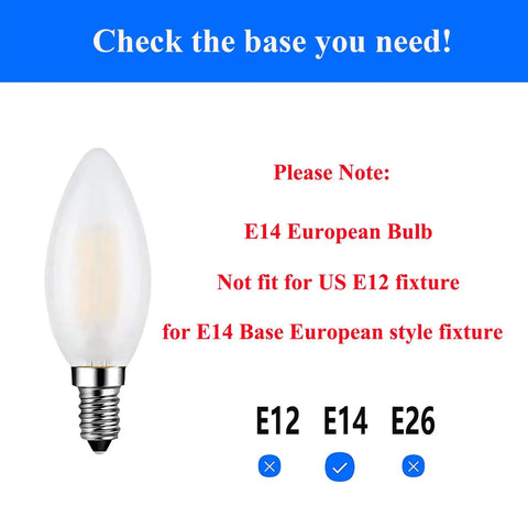 Brighten Up With This E14 LED Bulb 40W Equivalent 4W Dimmable European Base Soft White 3000K Frosted Glass Decorative Bulbs Pack Of 4 Energy Saving Lighting For Home And Lamps, shown with E14 European base compatibility notice.