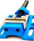 Unigrip Drill Press Vise 4 Inch Heavy Duty Cast Iron Machine Tool Vise with Precision Ground Base, blue cast iron close-up image