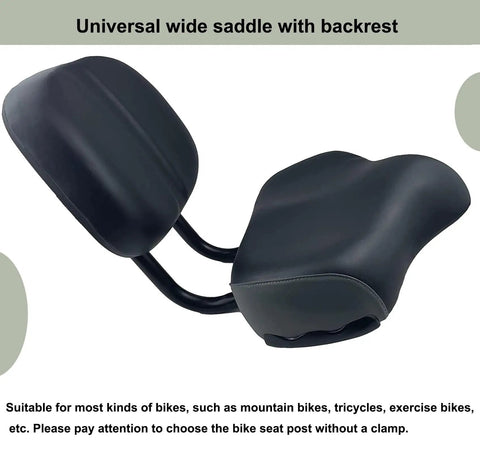 Oversized Bike Seat Backrest With Memory Foam Cushion Super Comfy Universal Fit For Most Seat Posts Easy Install On Tubed Saddles Great For Long Rides And Pain Relief During Extended Rides And Daily Commutes. black bike saddle with backrest and memory foam cushion