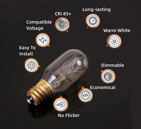 Himalayan Salt Lamp Bulbs Pack Of 12 T20 25W Incandescent Warm White 2700K 120V E12 Candelabra Base bulb features and benefits