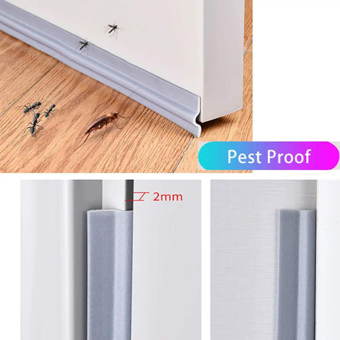 118 Inch T Shape Foam Draft Stopper Self Adhesive Door Seal Strip For Window Insulation And Weather Stripping shown on door