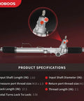 Hydraulic Power Steering Rack And Pinion Assembly For Toyota Tacoma 1996 2004 And Toyota 4Runner 1996 2002 2.7L 3.4L New Unit Leak Resistant Direct Fit Ref 26-2625, showcasing detailed product specifications