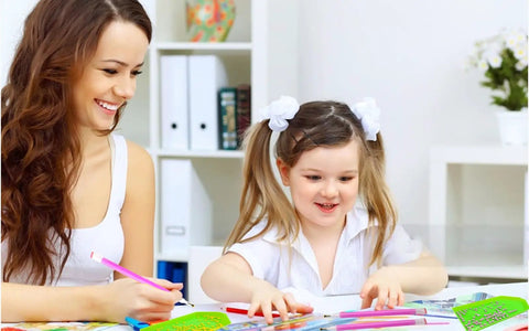 Mother and daughter using Dope Diamond Art Painting Tools Kit With 12 Trays, 22 Glue Clays, 5 Pens And DIY Accessories