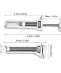 Tiny But Mighty Mini Multitool Wrench Set dimensions with zinc aluminum adjustable wrench shown