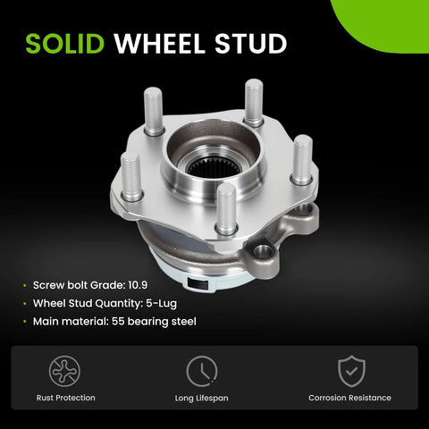 Two Pack Front Wheel Bearing Hub Assembly For 2009 2018 Murano 2013 2020 Pathfinder 2009 2021 Maxima 5-lug design