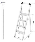 Lightweight Aluminum 4 Step Ladder With Non Slip Pedals And Built In Handrail Foldable Space Saving Step Stool For Kitchen Garage And Home Durable Portable Rust Proof Design For Safer Reaches, 57 in folded