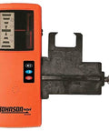 One Sided Laser Detector With Clamp For Red Beam Rotating Lasers Outdoor Ready Visibility In Bright Sun Fast Signal Location Clear Backlit Display 6.5 Inch By 2.5 Inch Orange featuring clamp and backlit display