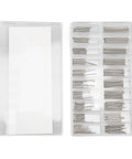 Stainless Steel Watch Band Link Pins And Spring Bar Tool Set With Durable Storage Box 300Pcs Replacement Pins 1.0mm Single Head Pro Grade Watch Strap Repair Kit For Easy Swaps displayed in transparent box compartments.