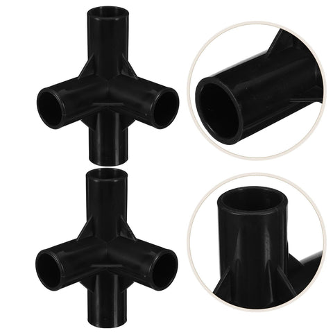 4-Way Plastic Shoe Rack Connectors, 16mm Inner Diameter, Black Replacement Pipe Joints, detailed view of connectors for DIY racks.