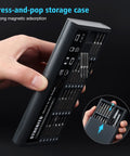 Press-and-pop storage case for Dope Micro Screwdriver Set 50 In 1 Precision Kit With S2 Steel Bits handling demonstration