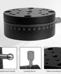 REG60 R Axis Rotary Sliding Table 360 Degree Manual Rotation Stage with black aluminum body and measurement markings