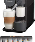Zero Stress Single Serve Coffee Brewer With Built In Milk Frother For Rich Latte Perfection and Smooth Daily Sips Plus Sleek Black Drip Espresso Station. The coffee brewer with milk frother and cappuccino glass.