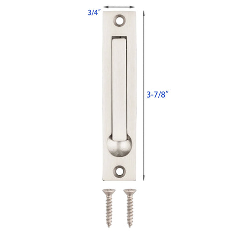 Pocket Door Edge Pull 4 Inch Hidden Flush Mount Handle for Pocket Sliding Doors Spring Loaded Self Retracting Lever with screws