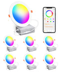Color Changing 4 Inch RGBCW LED Recessed Ceiling Lights 12W Canless Downlight With Junction Box 1080 Lumens Bluetooth Dimmable