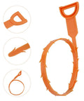 Flexible Drain Snake Tool for Hair and Debris Unclog Toilets Sinks Showers Bathtubs and Sewers 19.6 Inch 12 Pack, orange with barbs