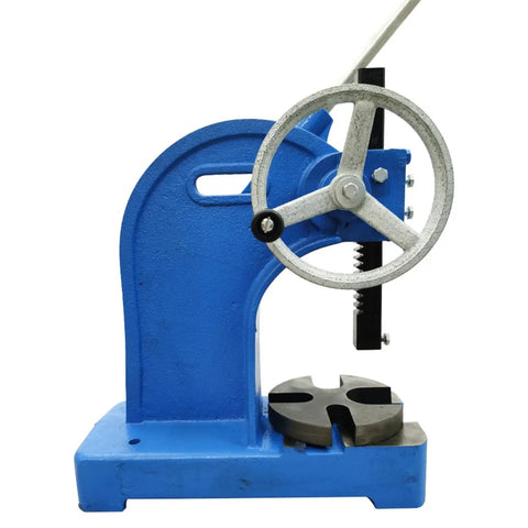 Heavy Duty 2 Ton Arbor Press With Kickass Ratchet System Cast Iron Steel Desktop Manual Bench Machine detailed side view.