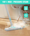 Heavy Duty 1500W Steam Cleaner With 4 Bar Pressure And 1.5L Tank Plus 16 Accessories For Boss Level Clean on wooden floor.