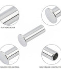 Top Shelf Stainless Steel Semi Tubular Rivets Featuring Flat Head Profile For Slick Sheet Metal Joining And Dead Solid Fastening Assembly Every Contractor Relies On, showcasing flat head design and stainless steel material.