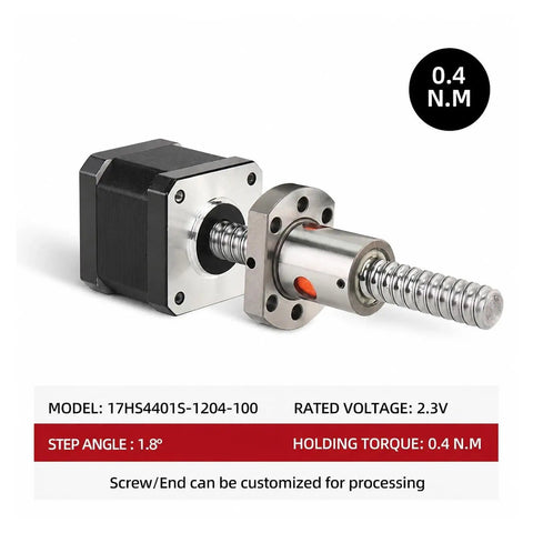 Top Notch 17 Stepper Motor With Smooth Ball Screw Setup For High Performance CNC And 3D Printer Mods Offering Solid 40N Cm Torque At 1.5A Current And Available In 150 Or 250MM Lengths For Reliable Precision Motion Control On Your Next Epic Build Project, showcasing 0.4 N.M torque.