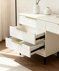Open drawers with Matte Gold Cabinet Handles 7-1/2 Inch, 20 Pack Brushed Brass Drawer Pulls for Kitchen Cabinets, Dressers and Doors