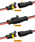 Two Pin Waterproof Car Wire Connectors 22AWG Quick Disconnect Automotive Electrical Connectors For Truck Trailer Van Marine Boat Yacht 10 Pack - installation and removal steps