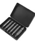 Hamwesh 6 Piece High Speed Steel Stripped Screw Extractor Kit For Rusty Broken Bolts Fasteners With Left Hand Drill Bits Quick Removal Tool Set For Any Surface No Slip Grip Efficient And Easy Job in case with six extractors