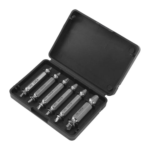 Hamwesh 6 Piece High Speed Steel Stripped Screw Extractor Kit For Rusty Broken Bolts Fasteners With Left Hand Drill Bits Quick Removal Tool Set For Any Surface No Slip Grip Efficient And Easy Job in case with six extractors