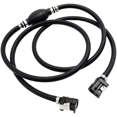 Universal Five Sixteenth Inch ID Seven Foot Boat Fuel Line Hose With Connector And Primer Bulb Includes Steel Hose Clamps