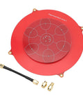 Red 5.8GHz Triple Feed Patch Antenna for Drones and UAVs, Circular Polarized Flat Panel Array with SMA connectors and 14dBi gain