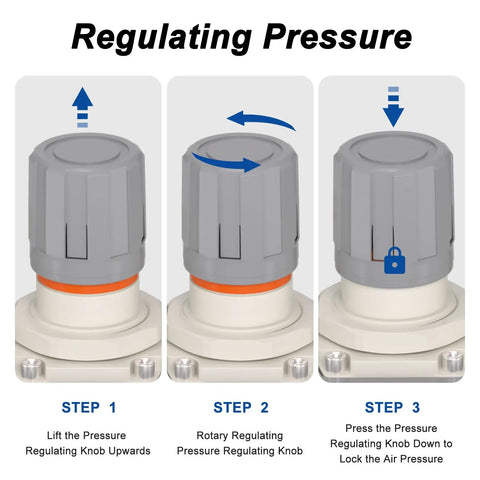 Steps for regulating pressure with 1 Inch NPT Air Compressor Filter Regulator Lubricator No Fuss FRL Combo