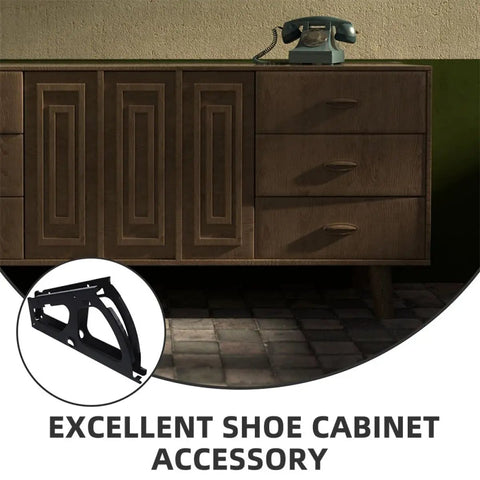 Two Pairs Metal Shoe Drawer Hinges for Flip Frame Replacement Black Hardware image with vintage phone on cabinet top.