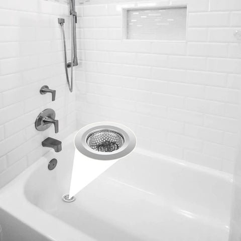 Two Pack Stainless Steel Bathtub Drain Strainers With Deep Basket Design Hair Catcher for shower drains and bathroom sinks
