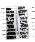 Heavy Duty Small Screw Assortment Kit Featuring 18 Miniature Flat Head Machine Screws Forged From Solid Carbon Steel Inside A Compact Carrying Case Ideal For Notebook Or Glasses Fixes Smooth Sailing With Zero Sweat showing assorted screws in clear case.