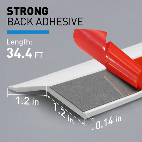 Close-up of No Fuss Easy Fit Garage Door Weather Stripping Top And Sides 34.4Ft Universal Rubber Seal With Adhesive Backing