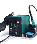 2 In 1 Rework Station For SMD Soldering And Hot Air Rework, Dual Digital Display Soldering Iron And Hot Air Gun With Precise PID Temperature Control, 220V Power, Easy Temperature Monitoring, shown with accessories