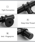 Black Cabinet Pulls 15 Pack With Three Inch Hole Centers, Easy Install, Five Inch Long, Stainless Steel Details